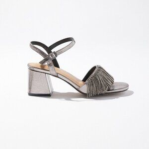 👠Beaded Fringe Heels - Metallic with Cascading Beads👠